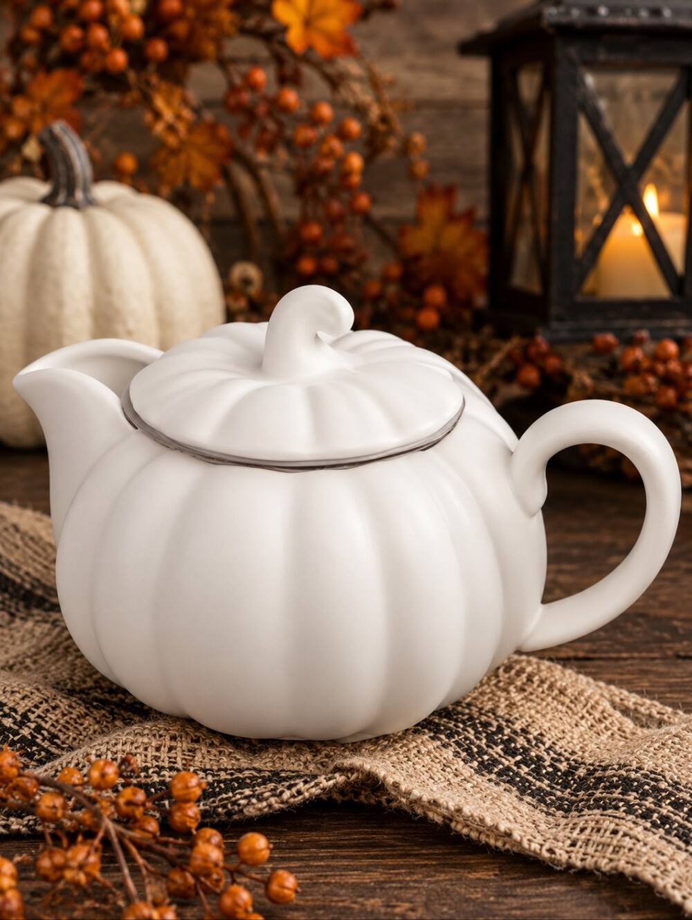 Ceramic Glaze Stoneware Autumn Pumpkin Gravy Boat Matte White